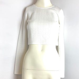 Forever 21 crop top long sleeve white back zipper
